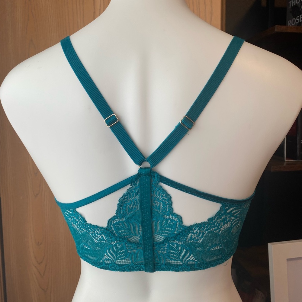 Auden Teal Lace Push Up Racerback Underwire Bra 34DD - Picture 3 of 5